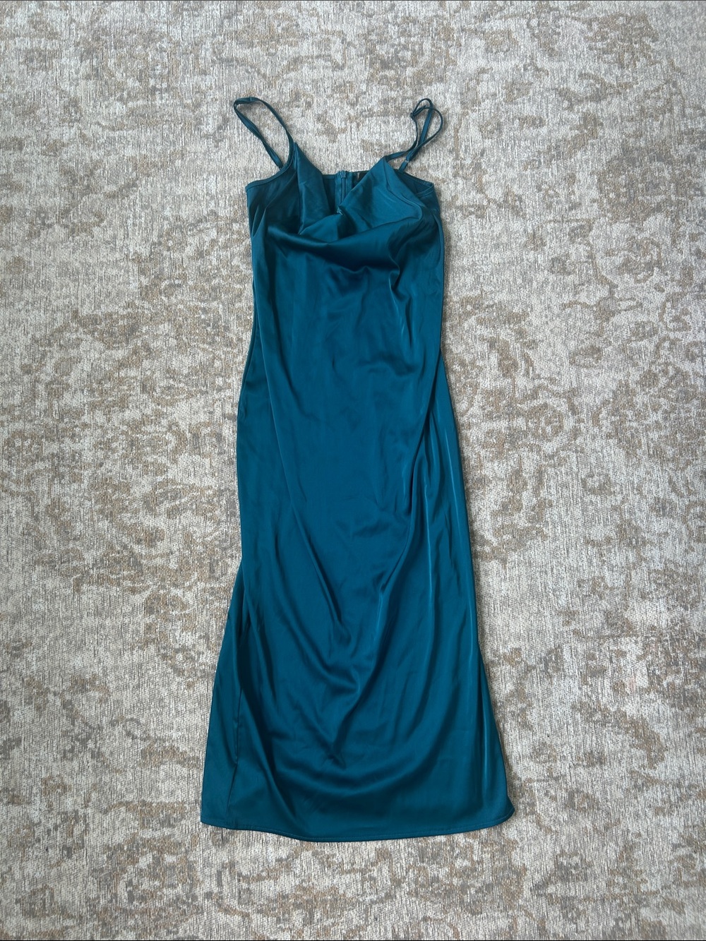 Emerald green satin dress